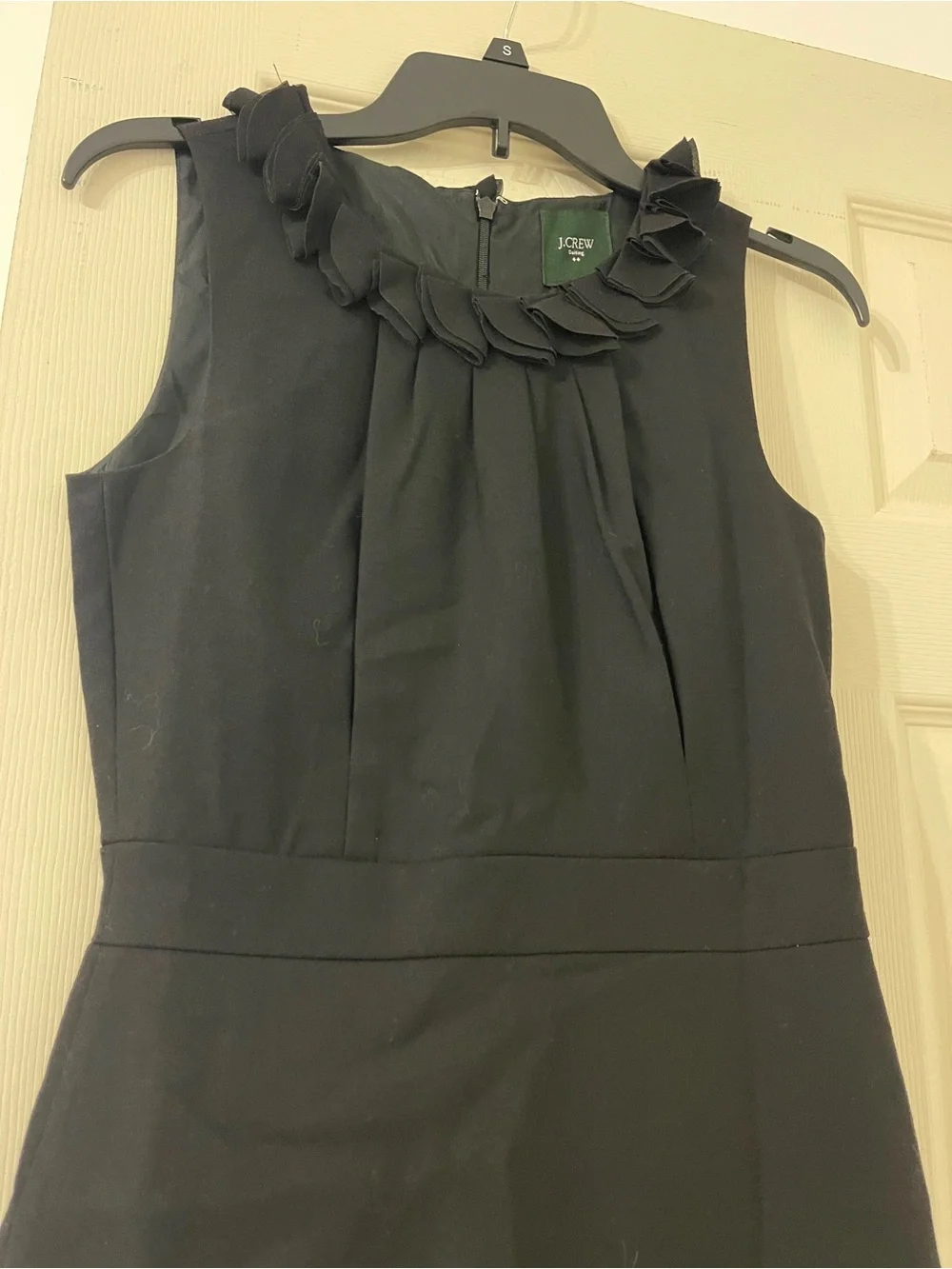 J. Crew Black Sleeveless Midi Sheath Dress with Braided Neckline